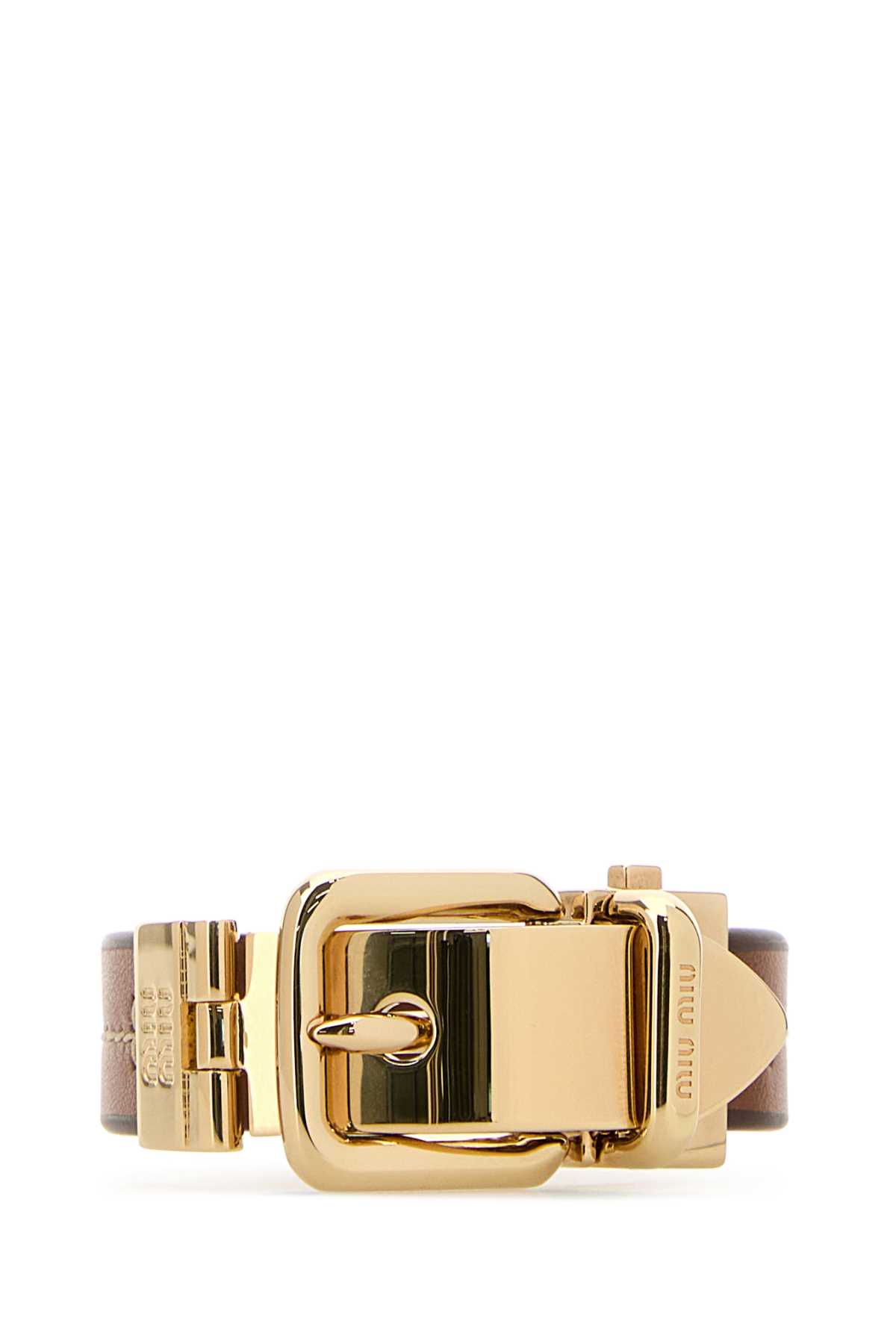 T Wo-tone Metal And Leather Bracelet