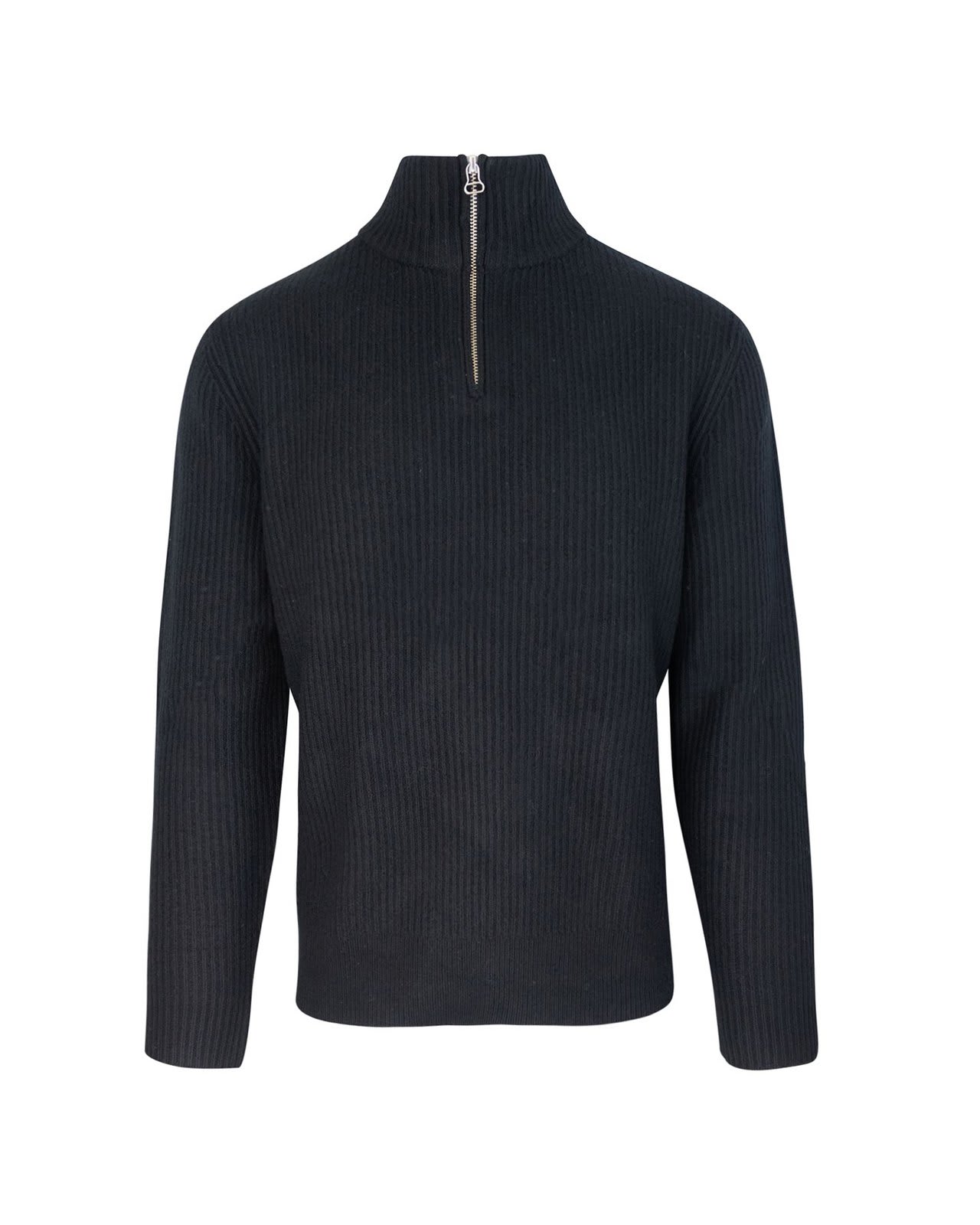 Shop Apc High Neck Ribbed Knit Jumper In Black