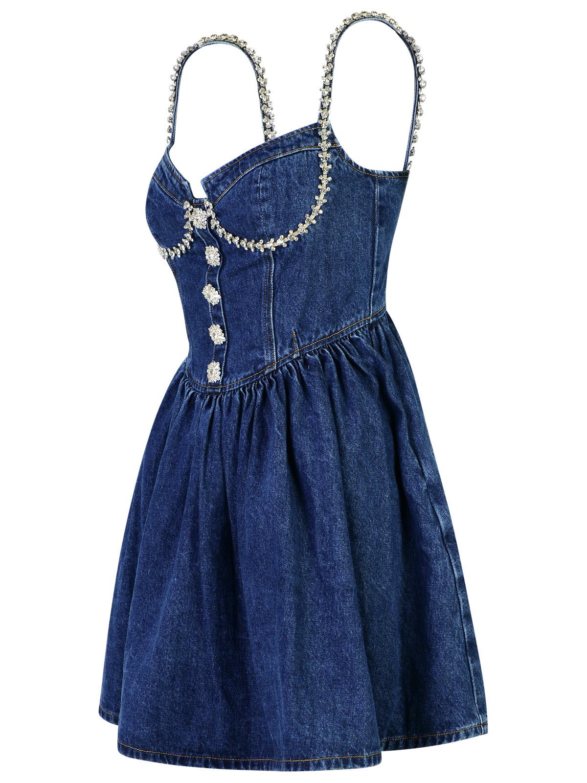 Shop Self-portrait Blue Cotton Dress