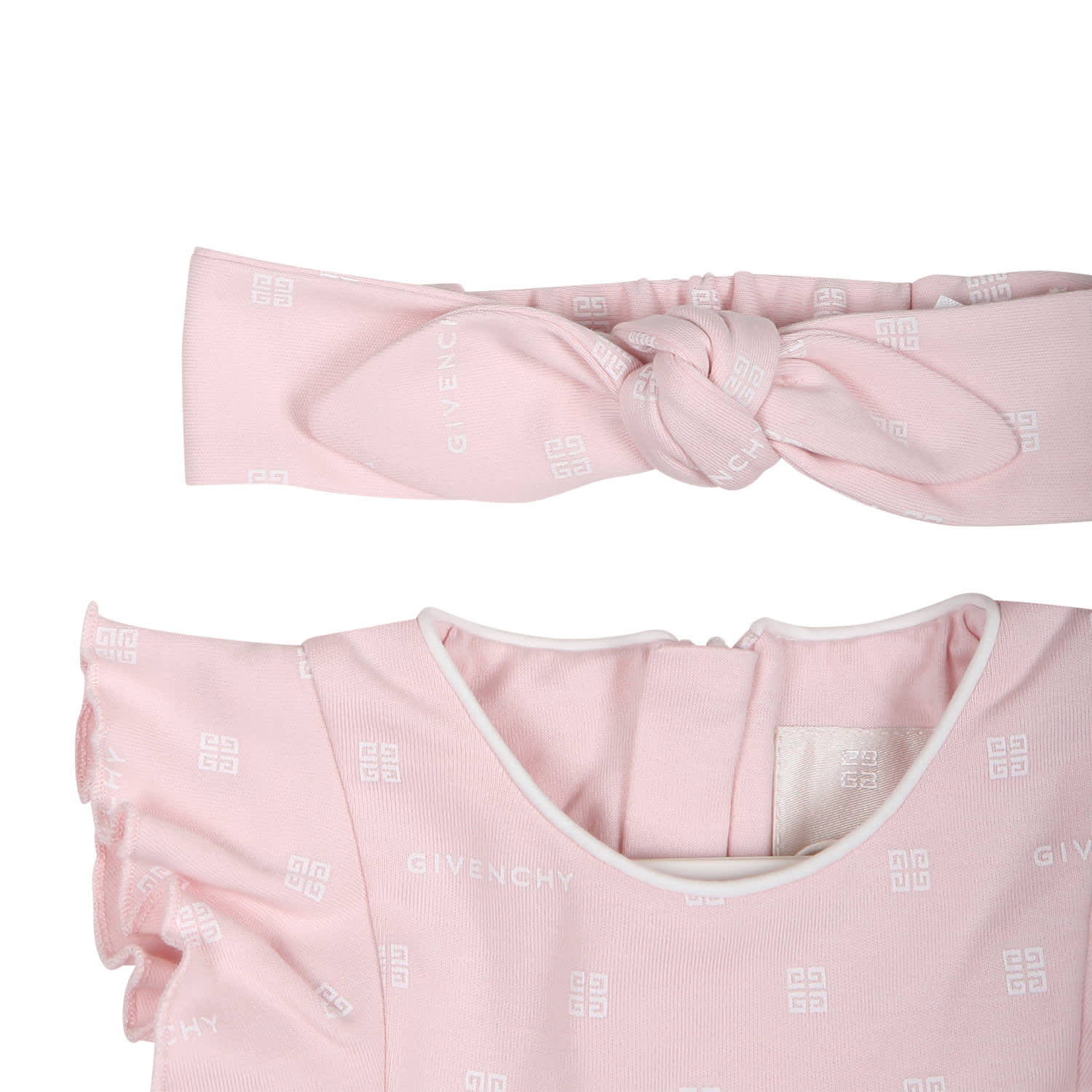 Shop Givenchy Pink Set For Baby Girl With All-over 4g In Marshmallow