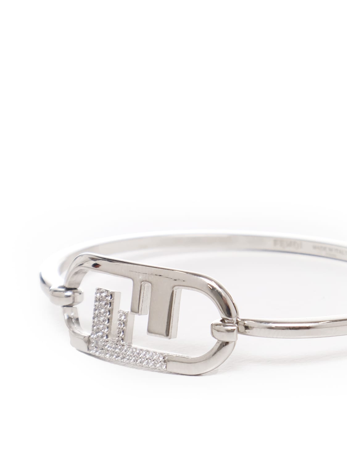 Shop Fendi Olock Rigid Bracelet In Silver