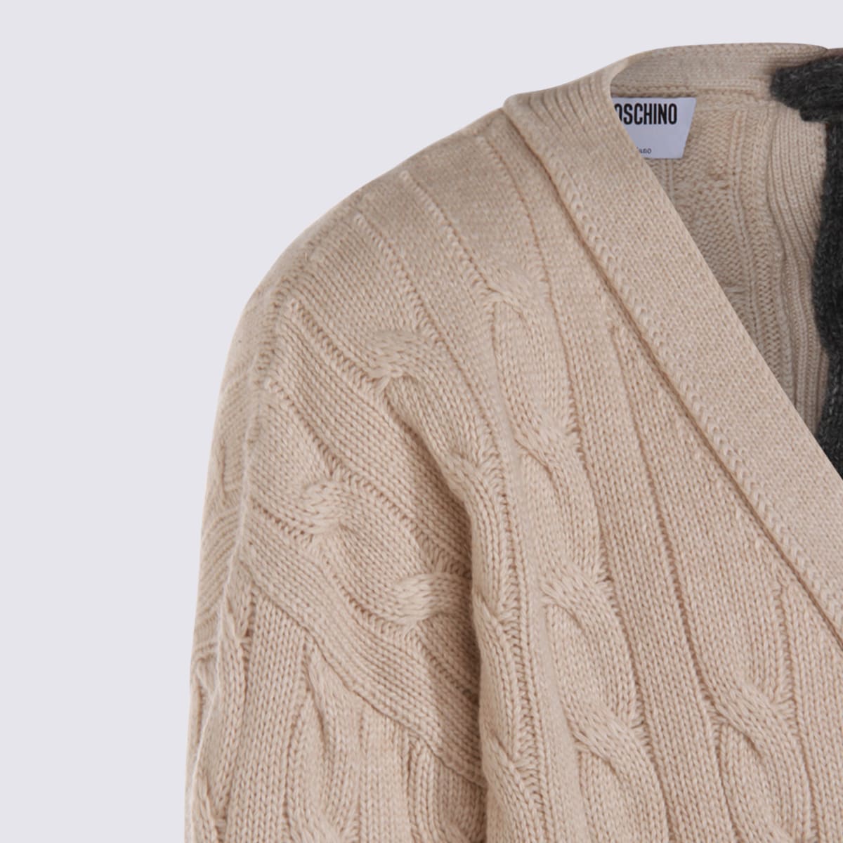 Moschino Grey And Beige Knitwear In Multi