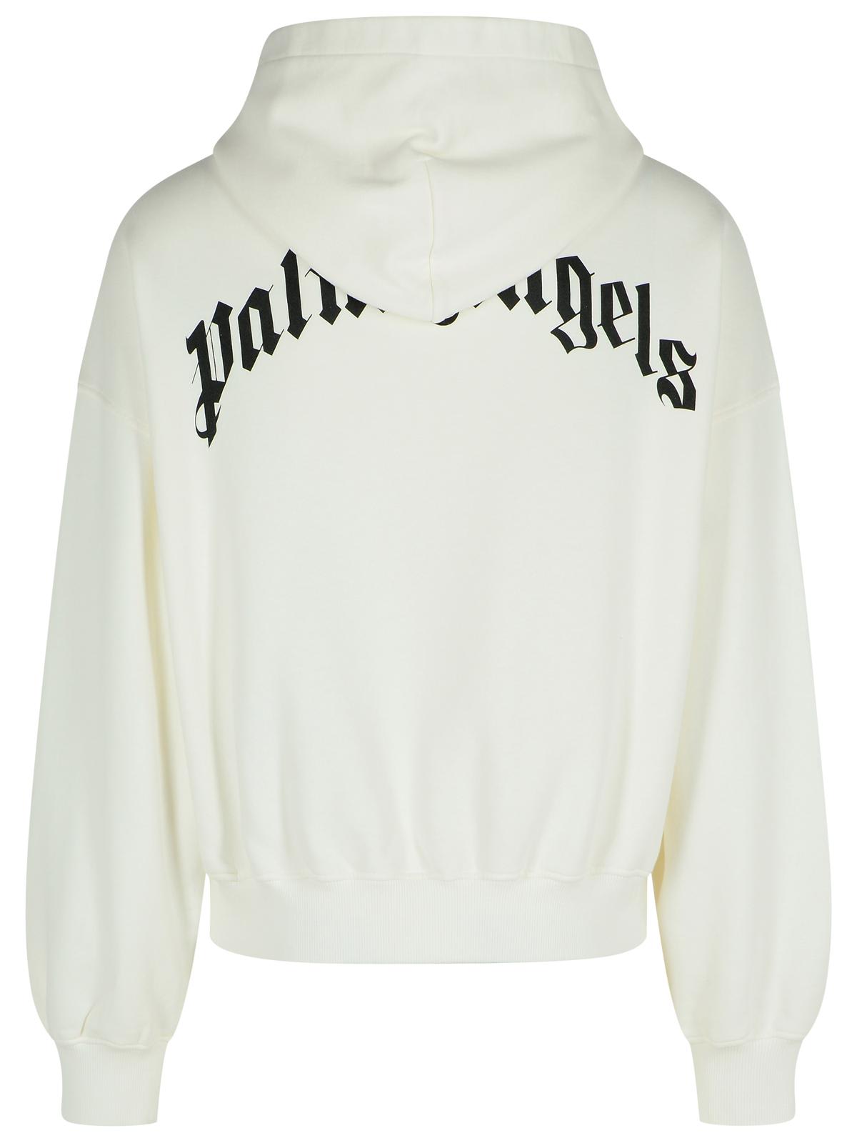 Palm Angels Cotton Hooded Sweatshirt Kangaroo Pocket In White
