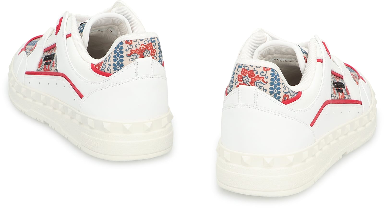 Valentino Leather Freedots Sneakers Panels Patterned In White