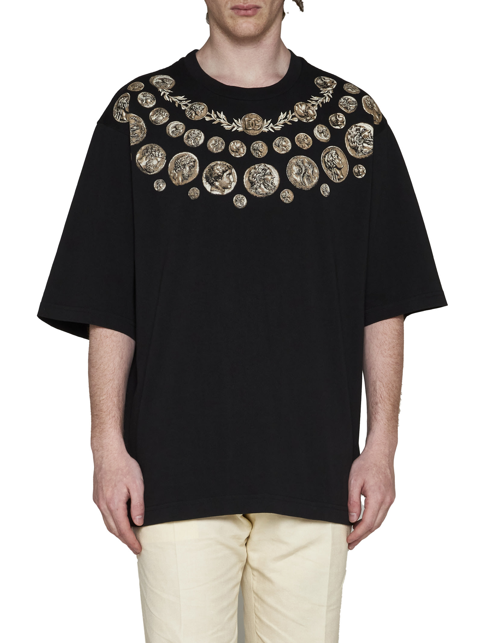 Shop Dolce & Gabbana T-shirt In Monete Fdo Nero