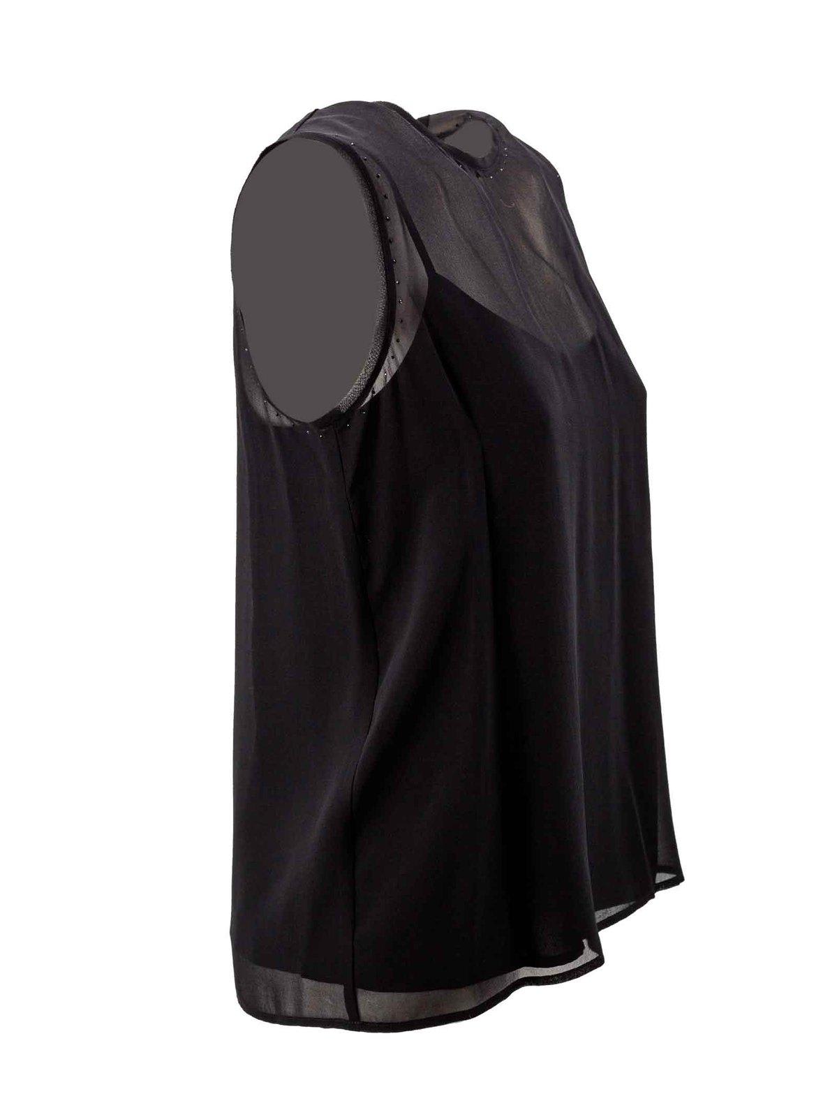 Max Mara Crewneck Sleeveless Top In Nero