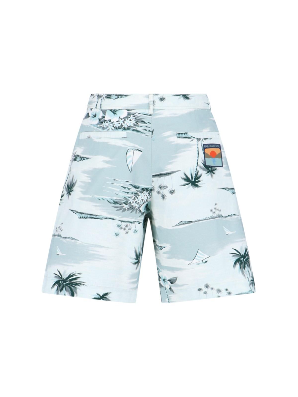 Shop Maison Kitsuné Board Shorts In Bianco