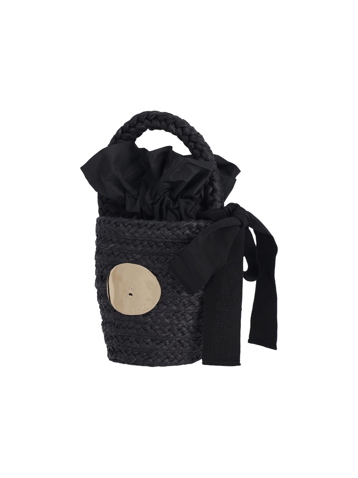 Shop Patou Raffia Bucket Bag In Black