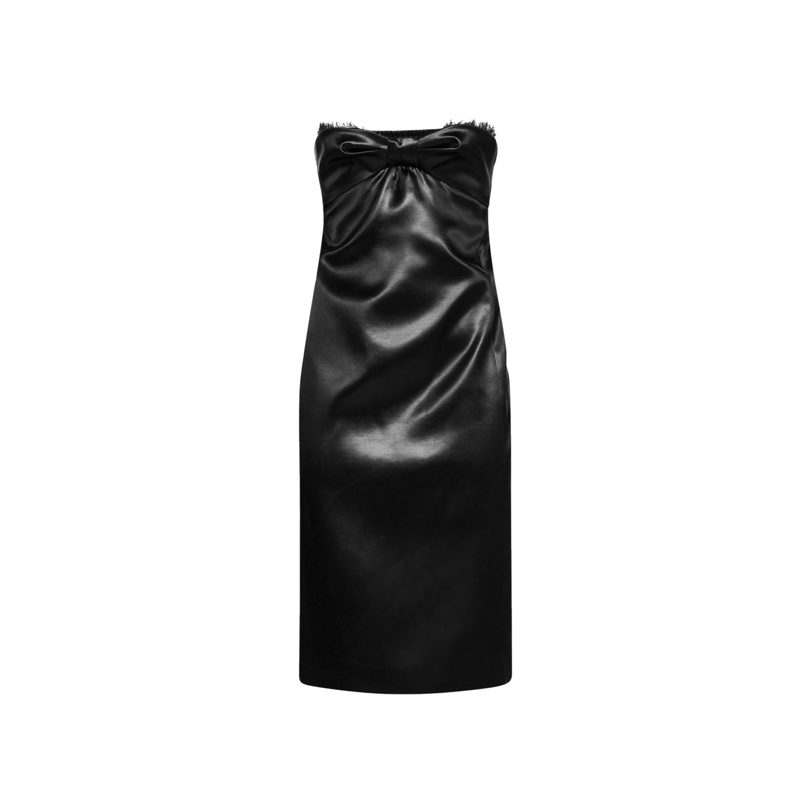 Shop Saint Laurent Satin Bustier Dress In Black