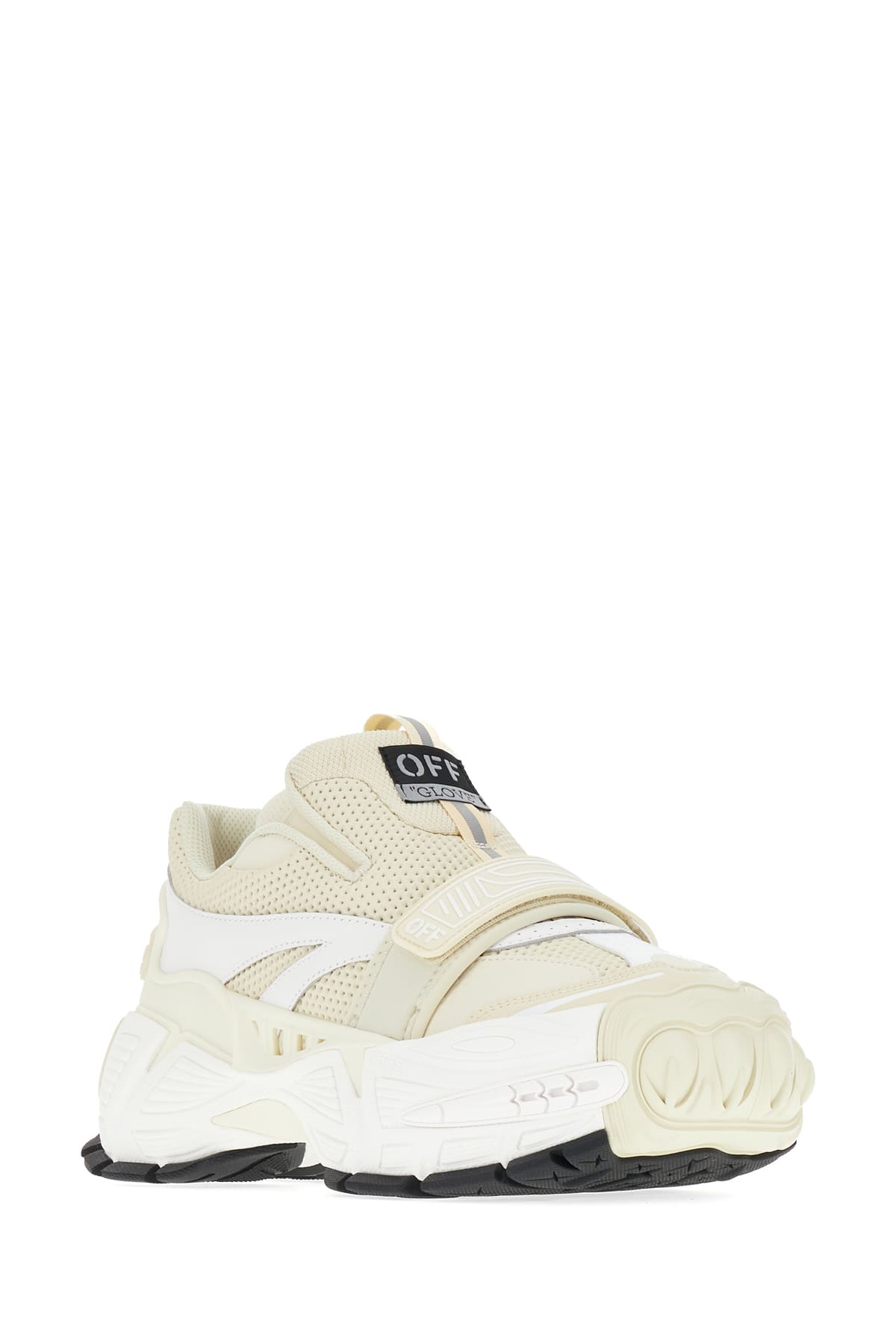 Shop Off-white Two-tone Leather And Mesh Glove Sneakers In 0161