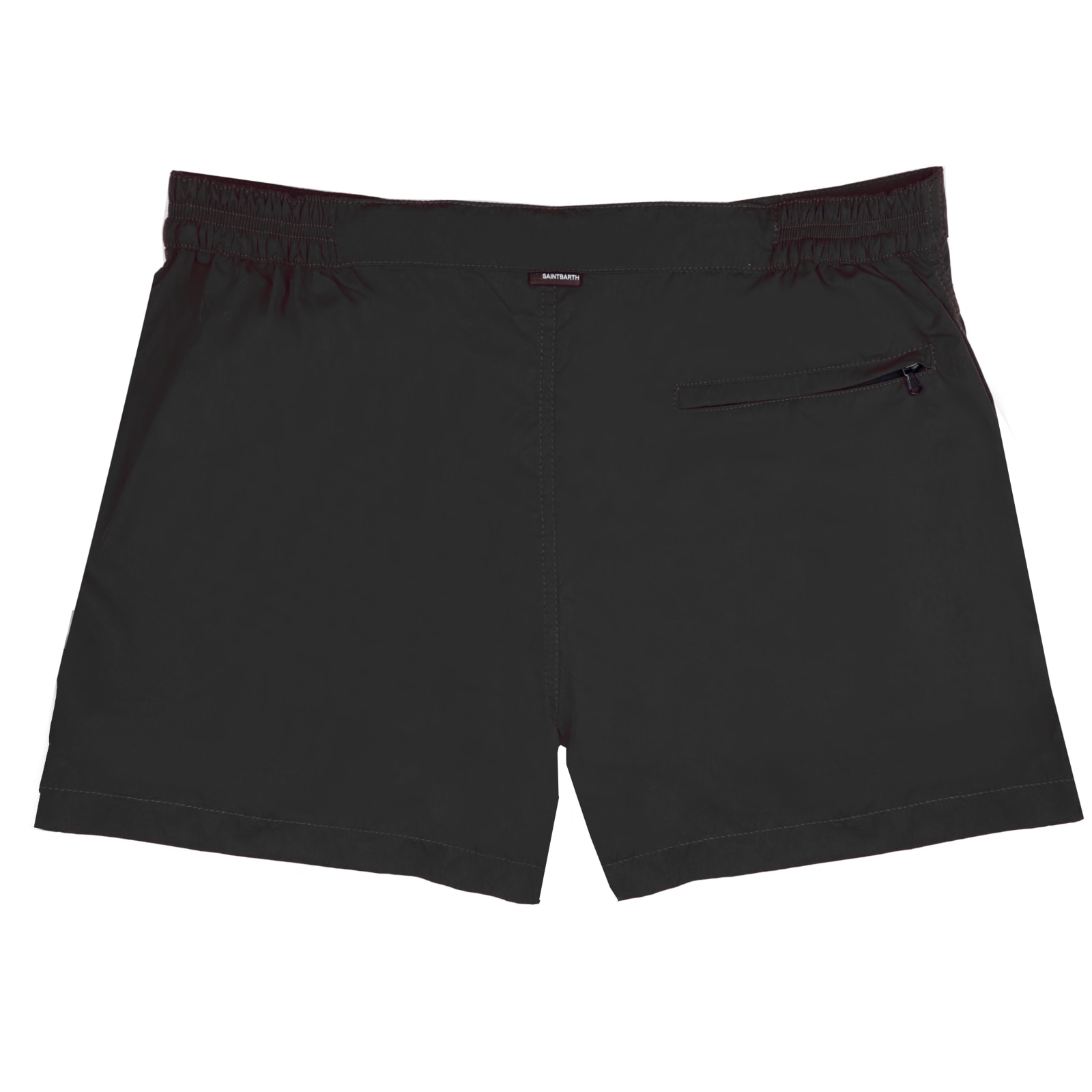 Mc2 Saint Barth Solid Black Light Fabric Swim Shorts In Black