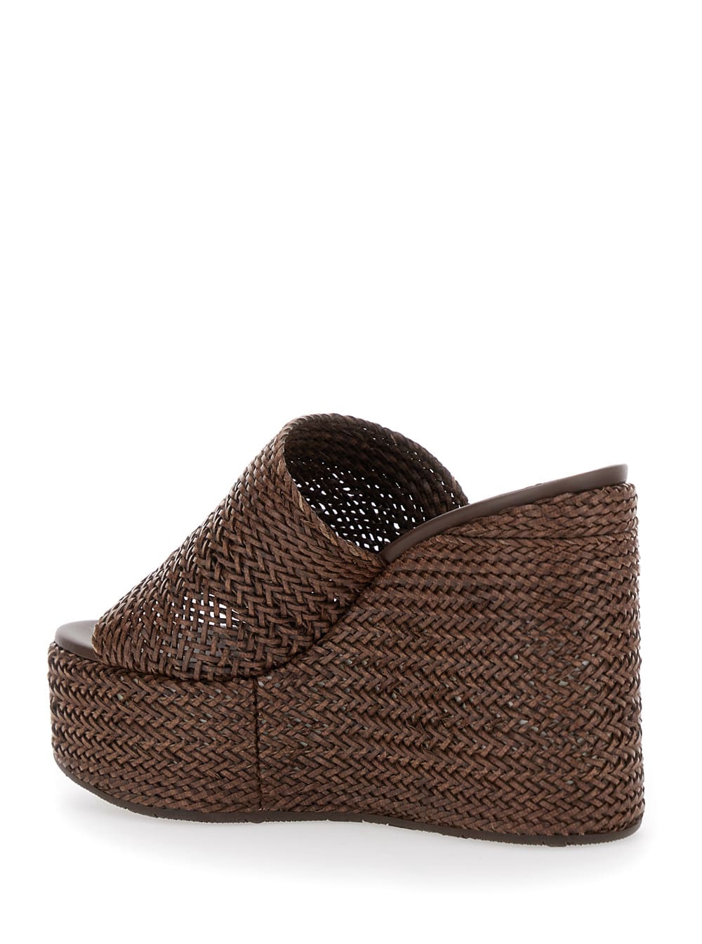 Casadei Brown Wedges With Almond Toe And Woven Design In Brown