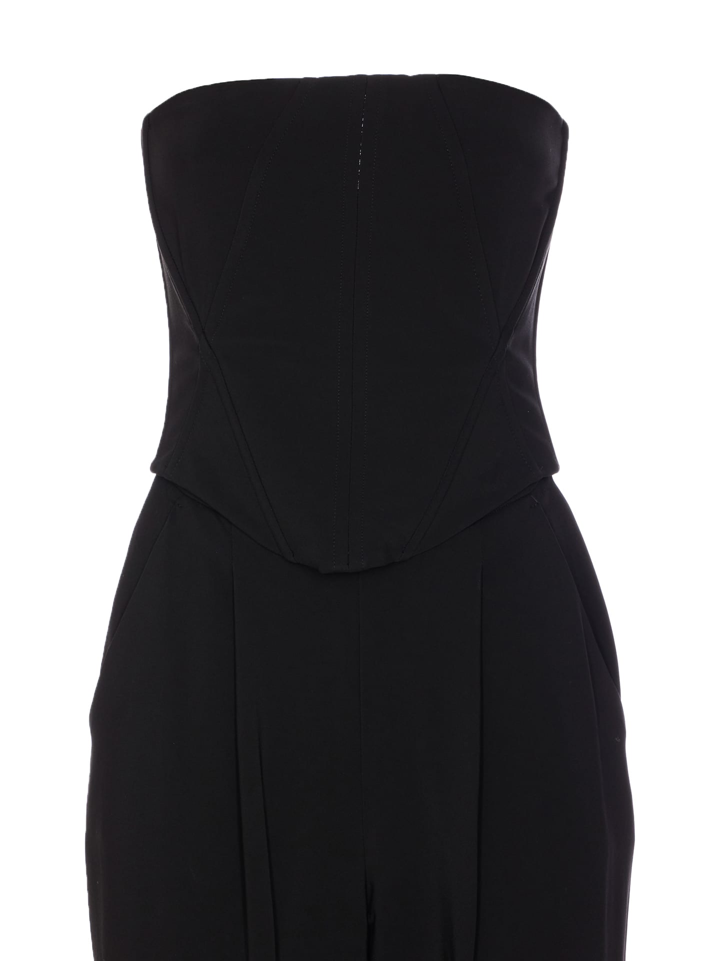 Pinko Elegant Bustier Jumpsuit With Wide-leg Trousers In Black