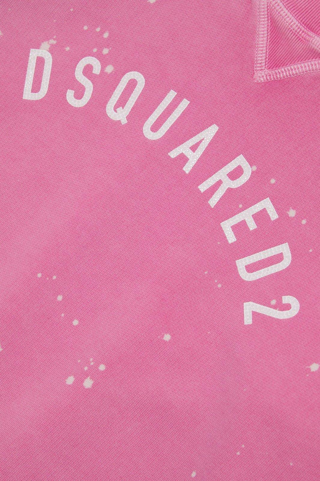 Shop Dsquared2 Logo-printed Lace-trim Crewneck Sweatshirt In Fuchsia