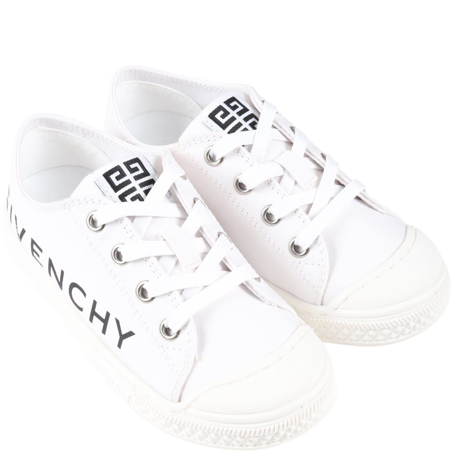 Shop Givenchy White Sneakers For Kids With Black Logo