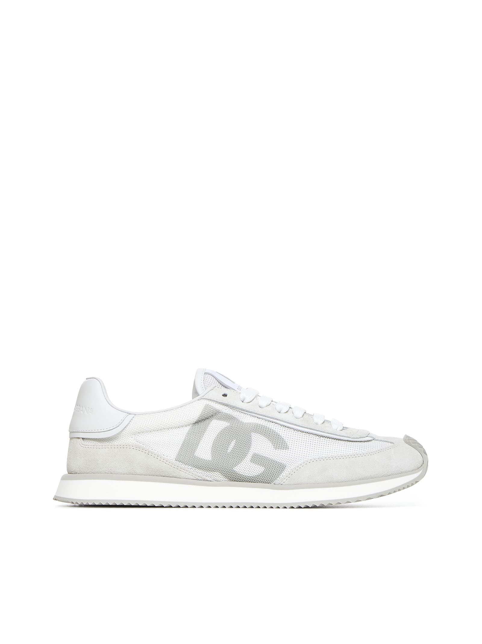 Dolce & Gabbana Two-tone Suede And Mesh Dg Aria Sneakers In Whitelightgrey