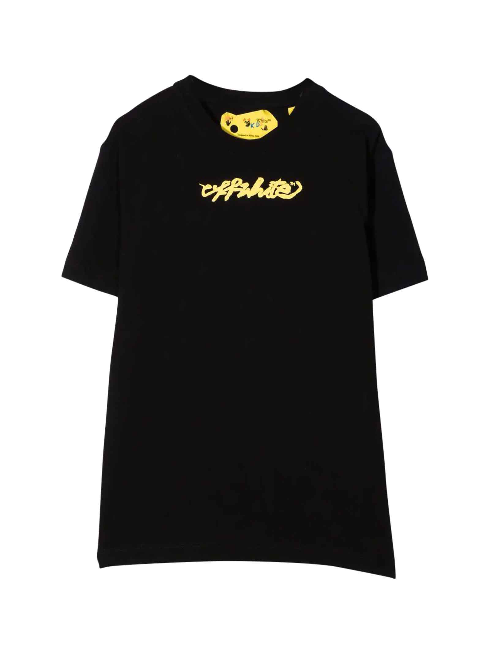 Off-White Black T-shirt With Yellow Print