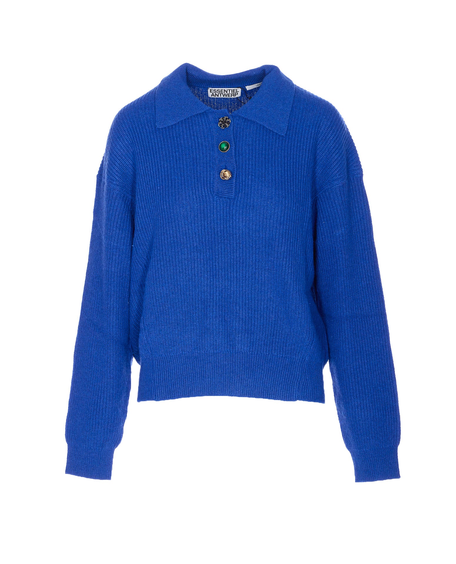 Essentiel Antwerp Imetal Jewel Button Polo In Blue