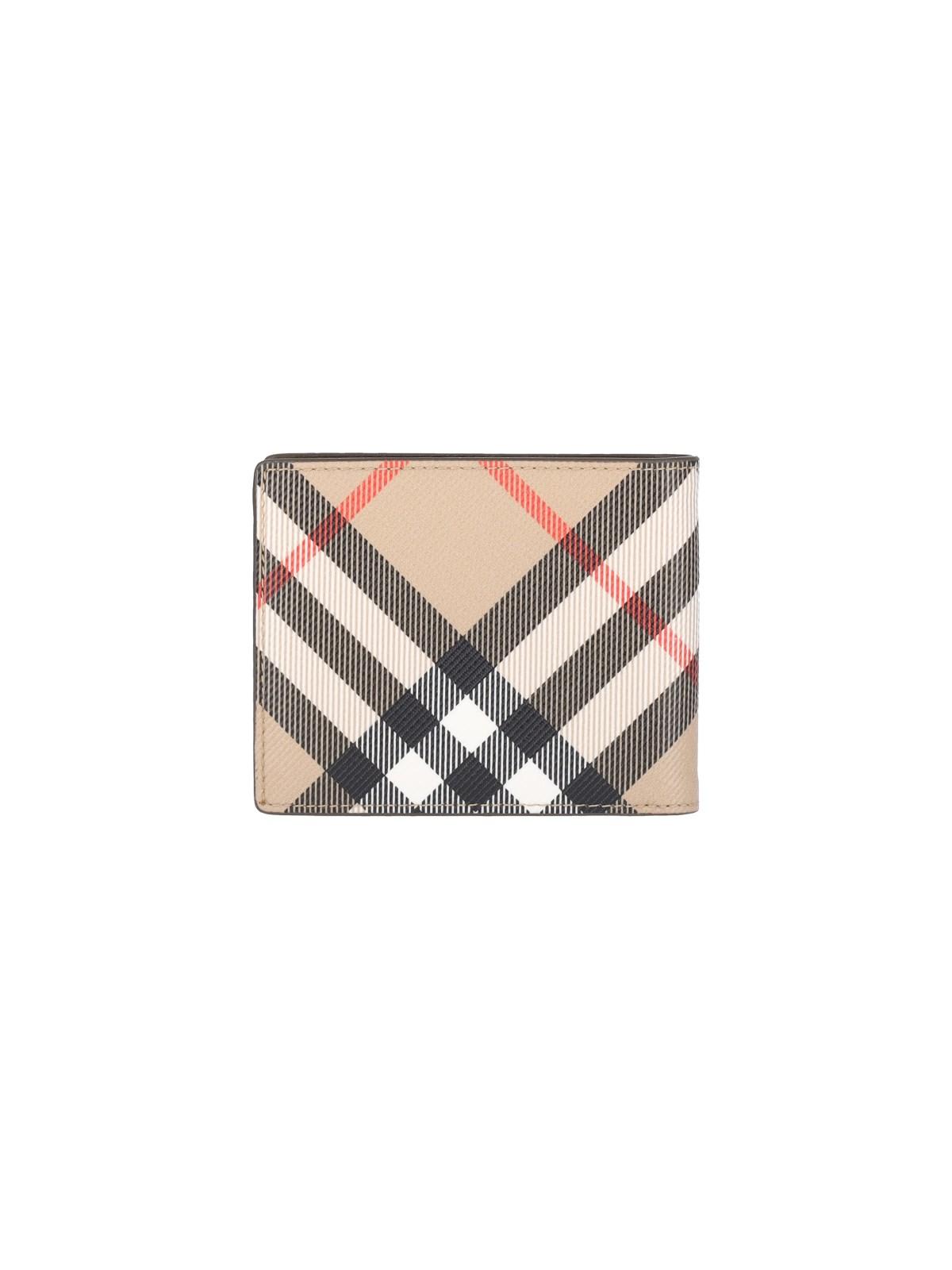 Shop Burberry Check Bifold Wallet In Beige