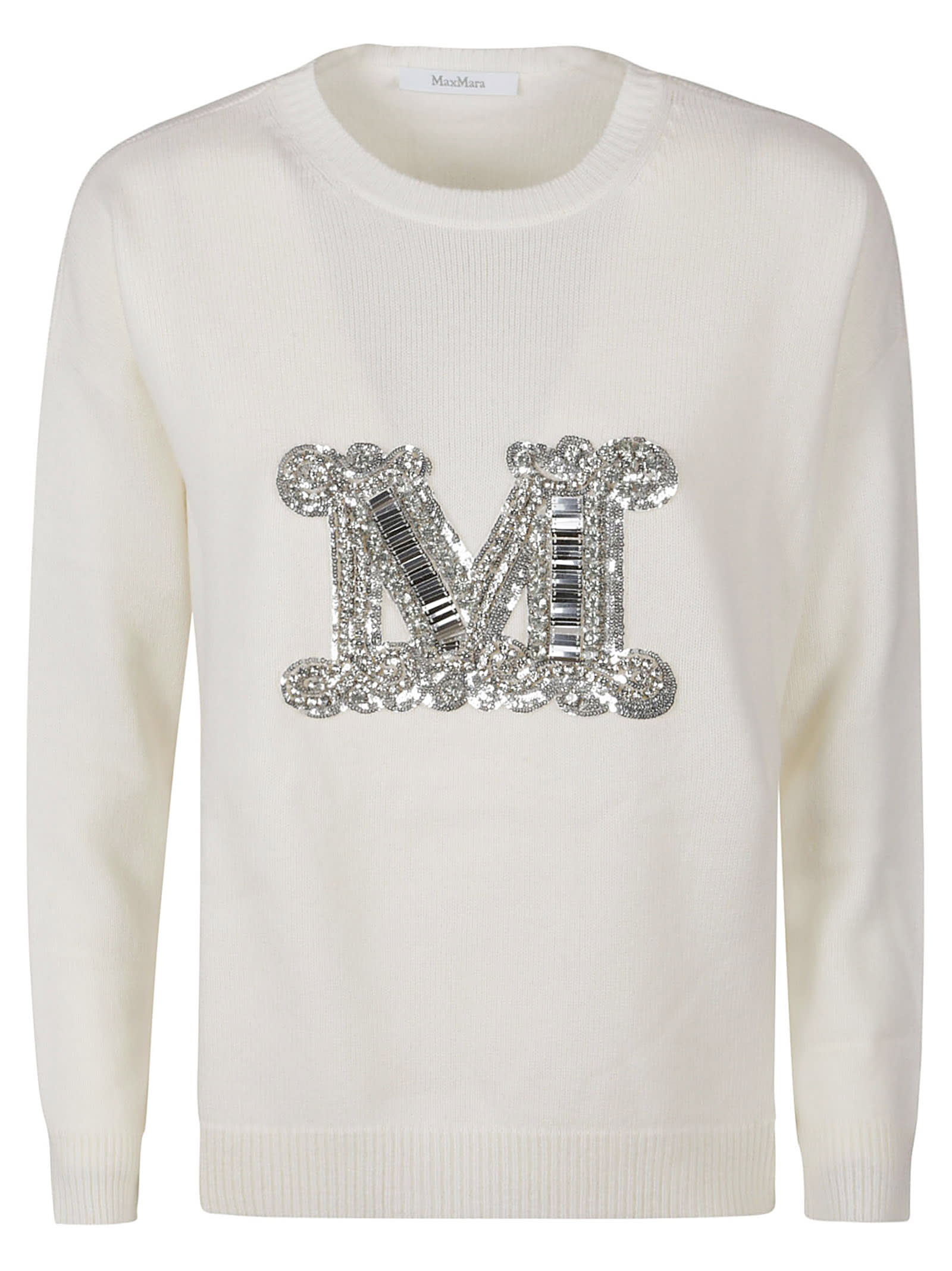 Shop Max Mara Vicolo Sweater In Ricamo Bianco