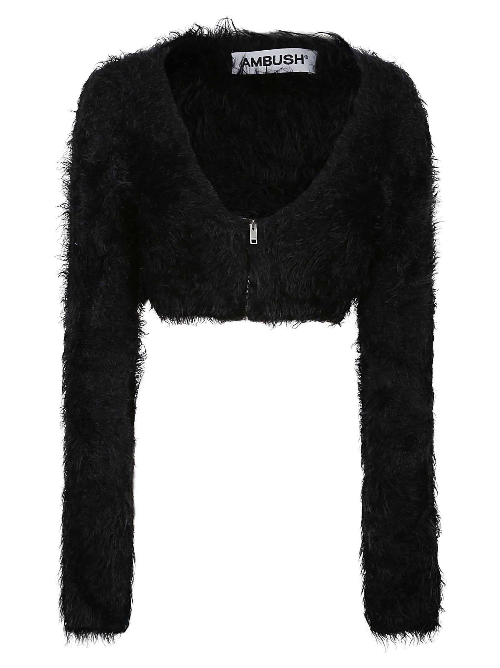 Shop Ambush Fur Knit Crop Cardigan In Tap Shoe No Color