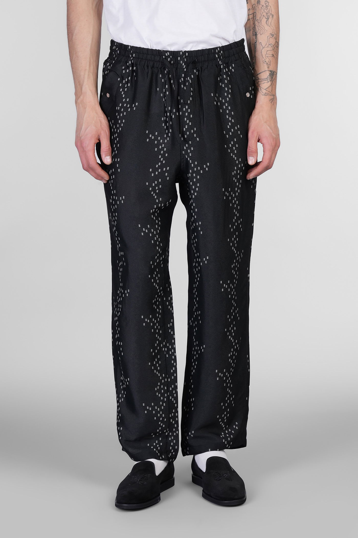 NEEDLES PANTS IN BLACK RAYON 