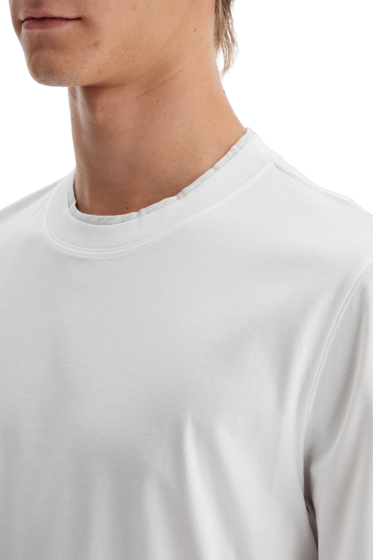 Shop Brunello Cucinelli Layered-effect T-shirt In Bianco Ottico+perla (white)