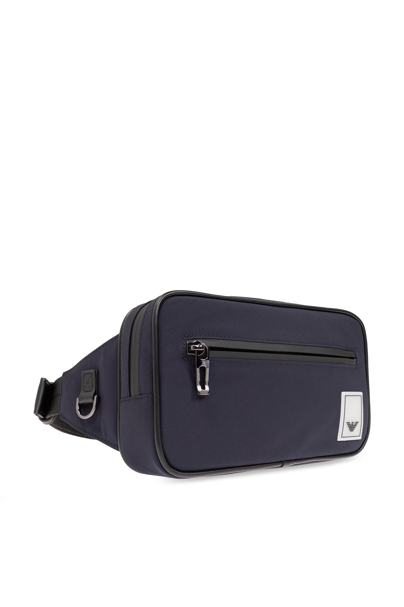 Shop Emporio Armani Belt Bag With Logo In Blu
