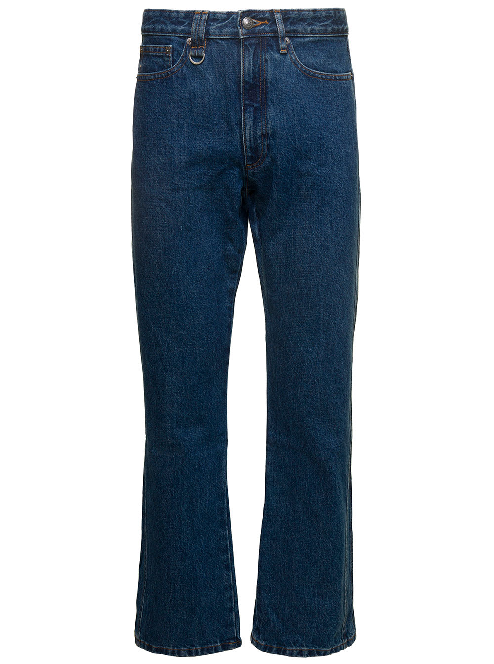 Shop Apc Ayrton Blue Five-pocket Straight Jeans With D Ring In Cotton Denim Man