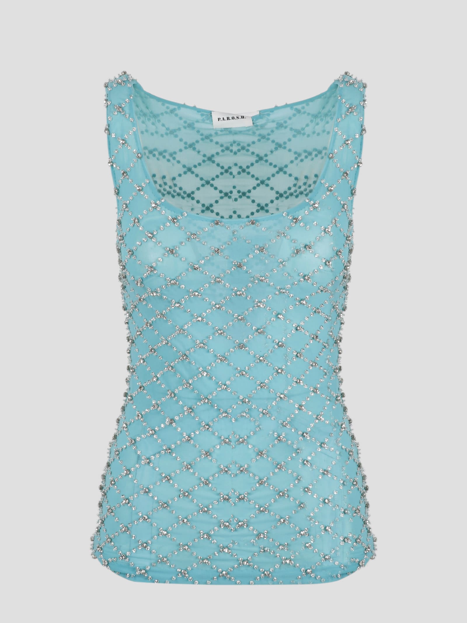 P.a.r.o.s.h Crystal-embellished Vest Top In Green