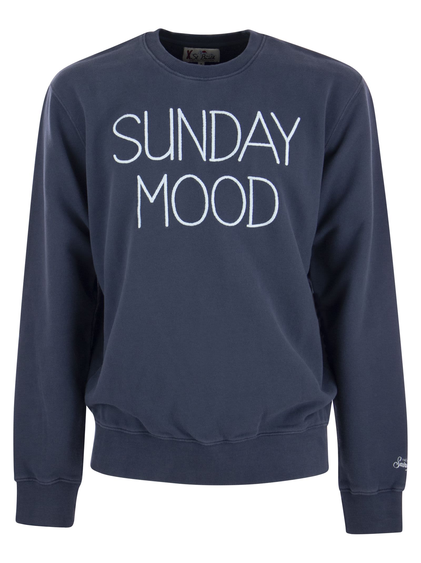 Cotton Sweatshirt With Sunday Mood Lettering