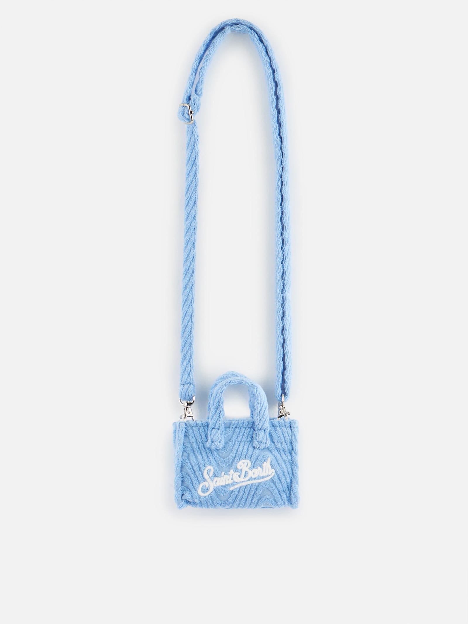 Mc2 Saint Barth Light Blue Terry Embossed Key Holder In Sky