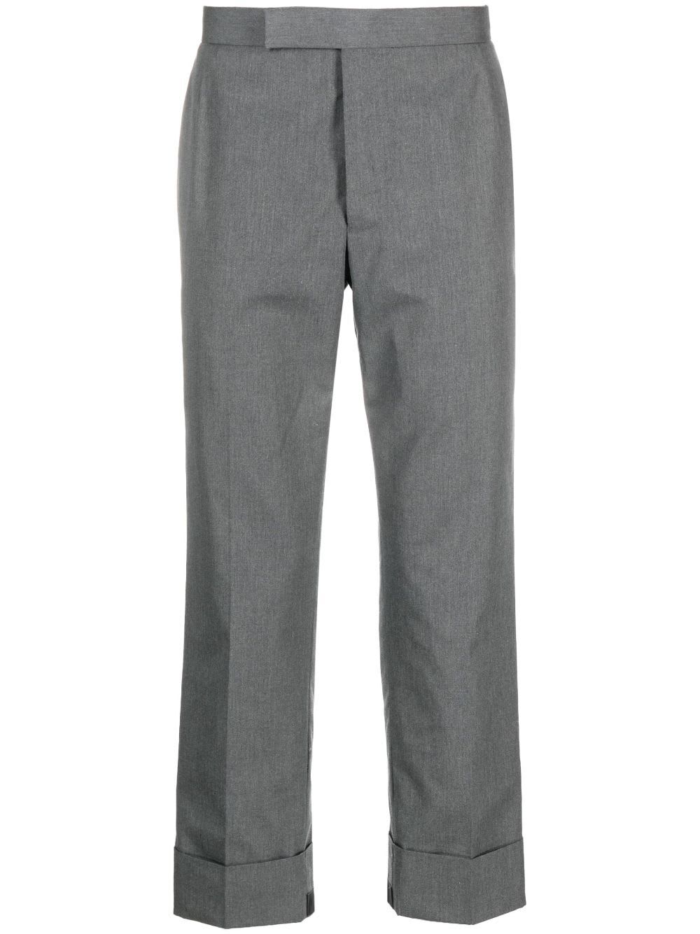 Shop Thom Browne Fit 1 Gg Backstrap Trouser In Typewriter Cloth In Med Grey