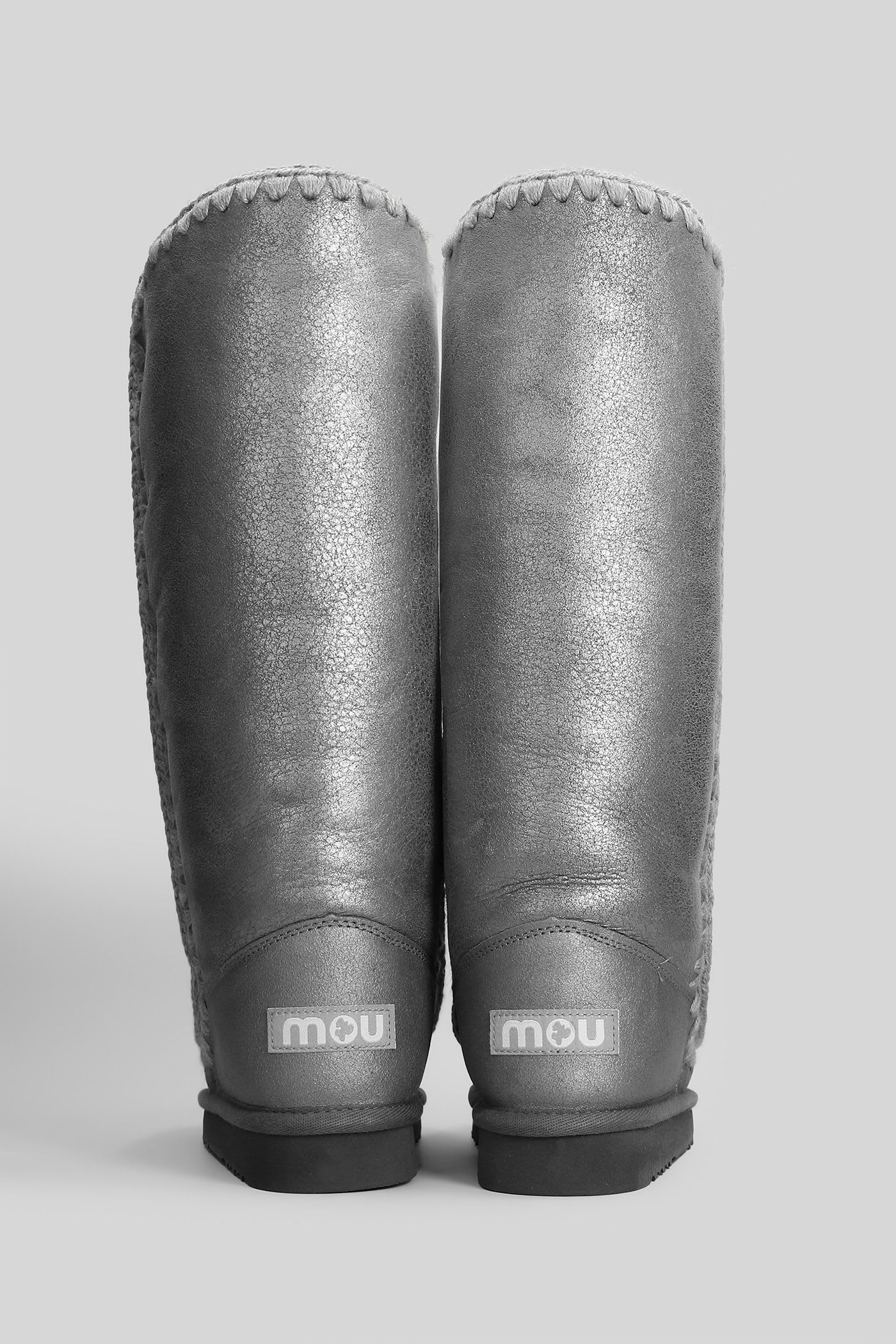 Mou Eskimo 40 Low Heels Boots In Grey Suede In Gray