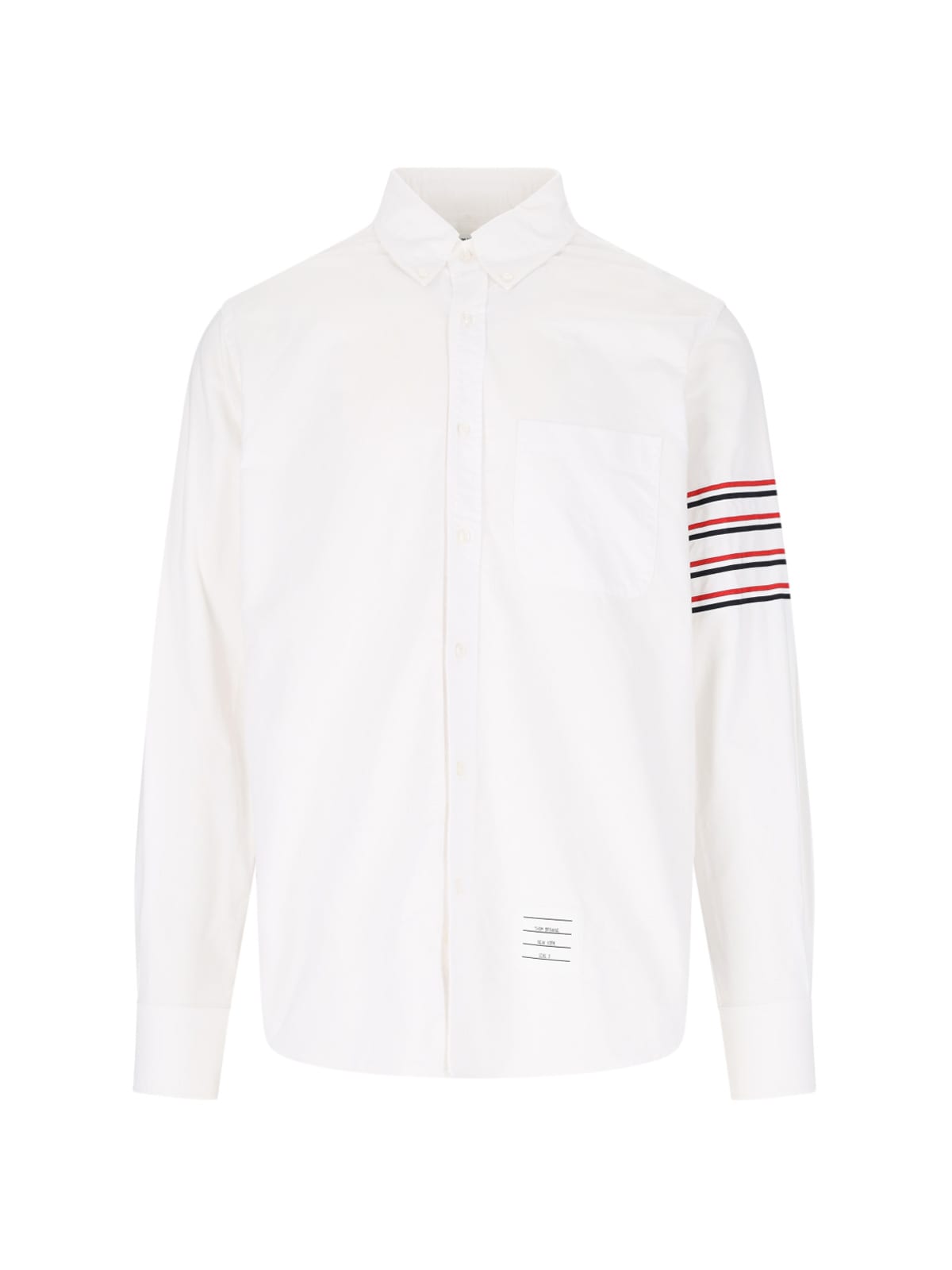 Shop Thom Browne Tricolor Detail Shirt In White
