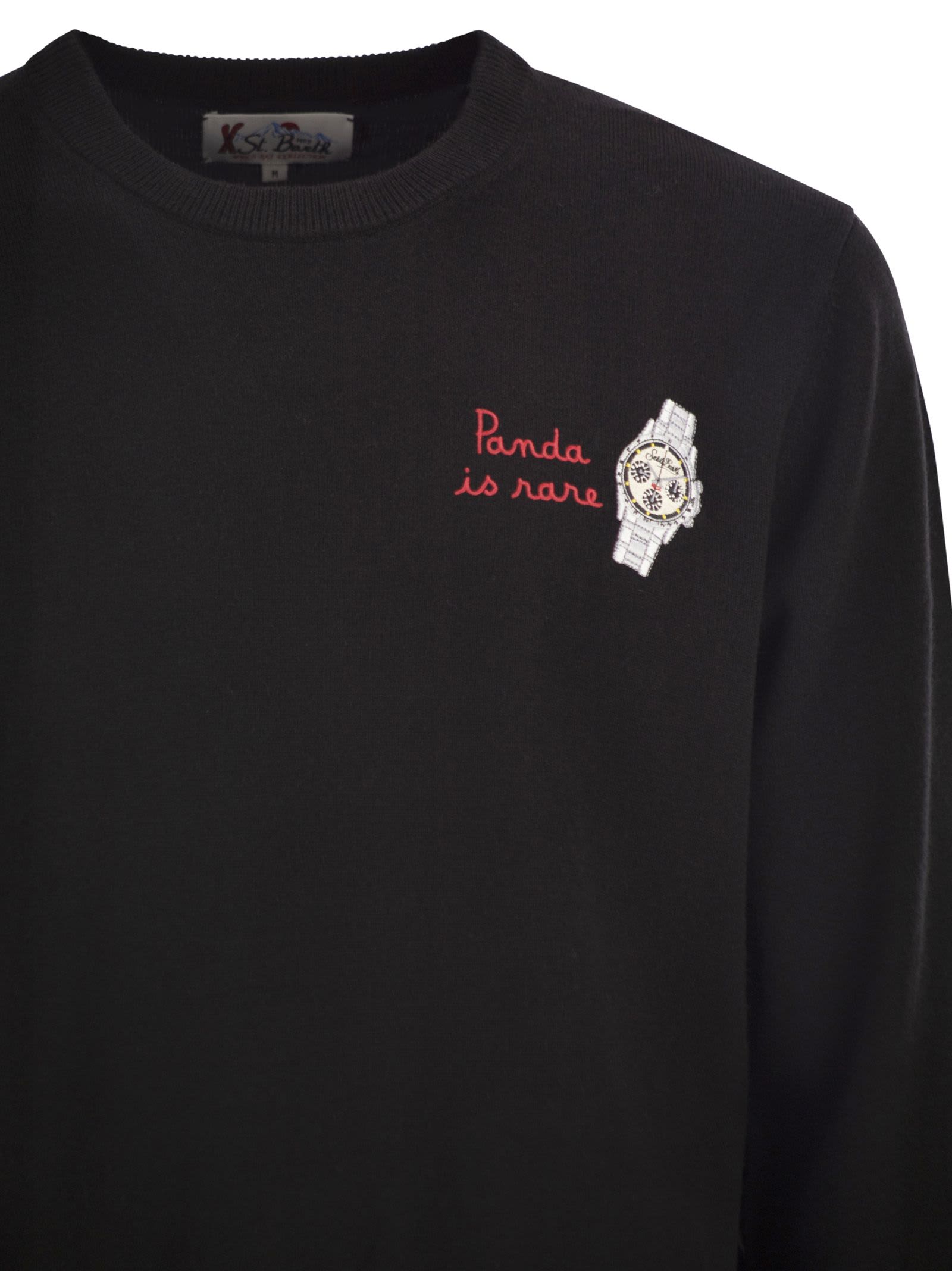 Mc2 Saint Barth Heron - Crew Neck Jumper With Embroidery On The Chest In Brown