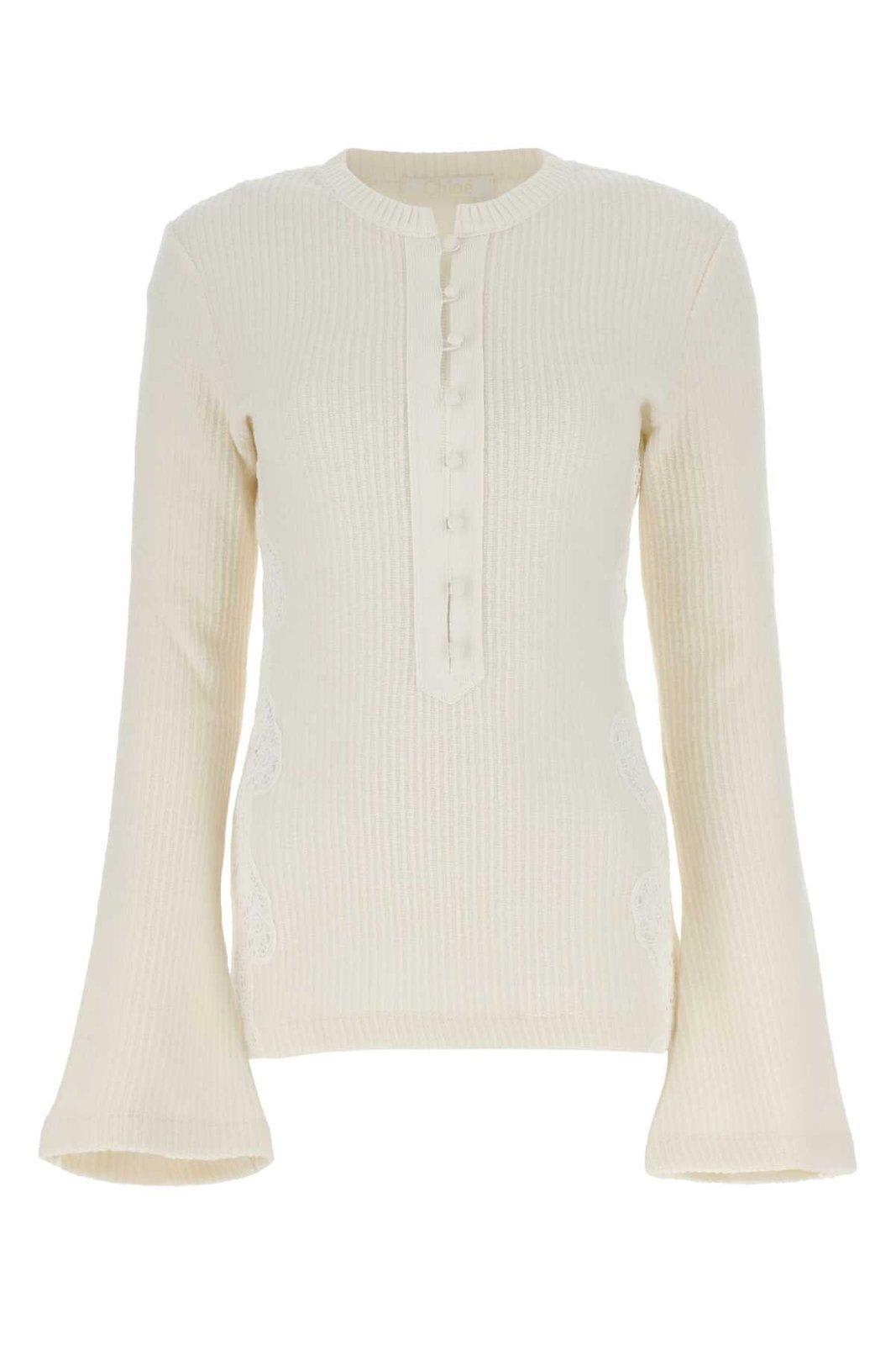 Shop Chloé Flare Sleeved Knit Top In White