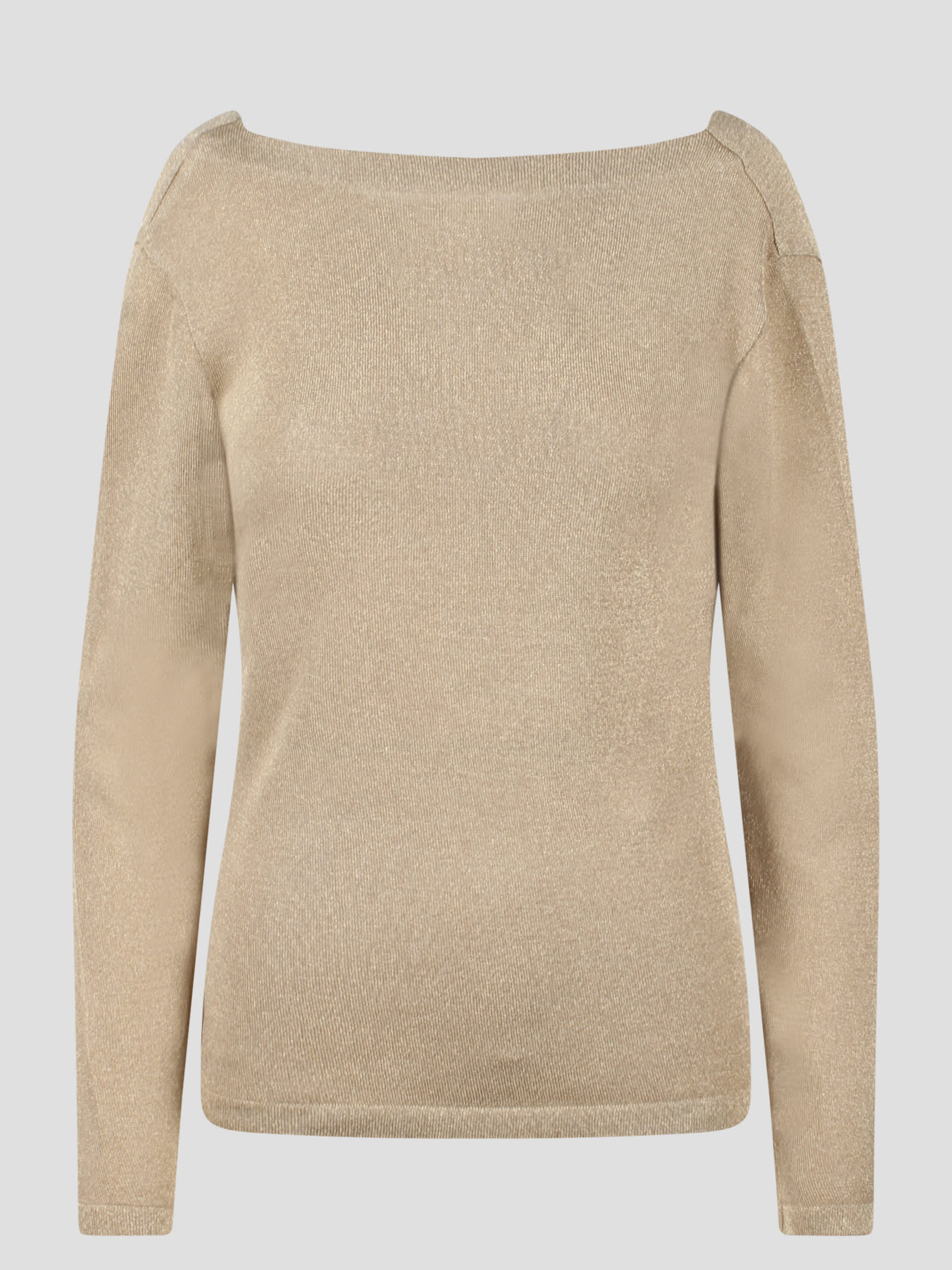 Shop Alberta Ferretti Gold Lamé Sweater In Metallic