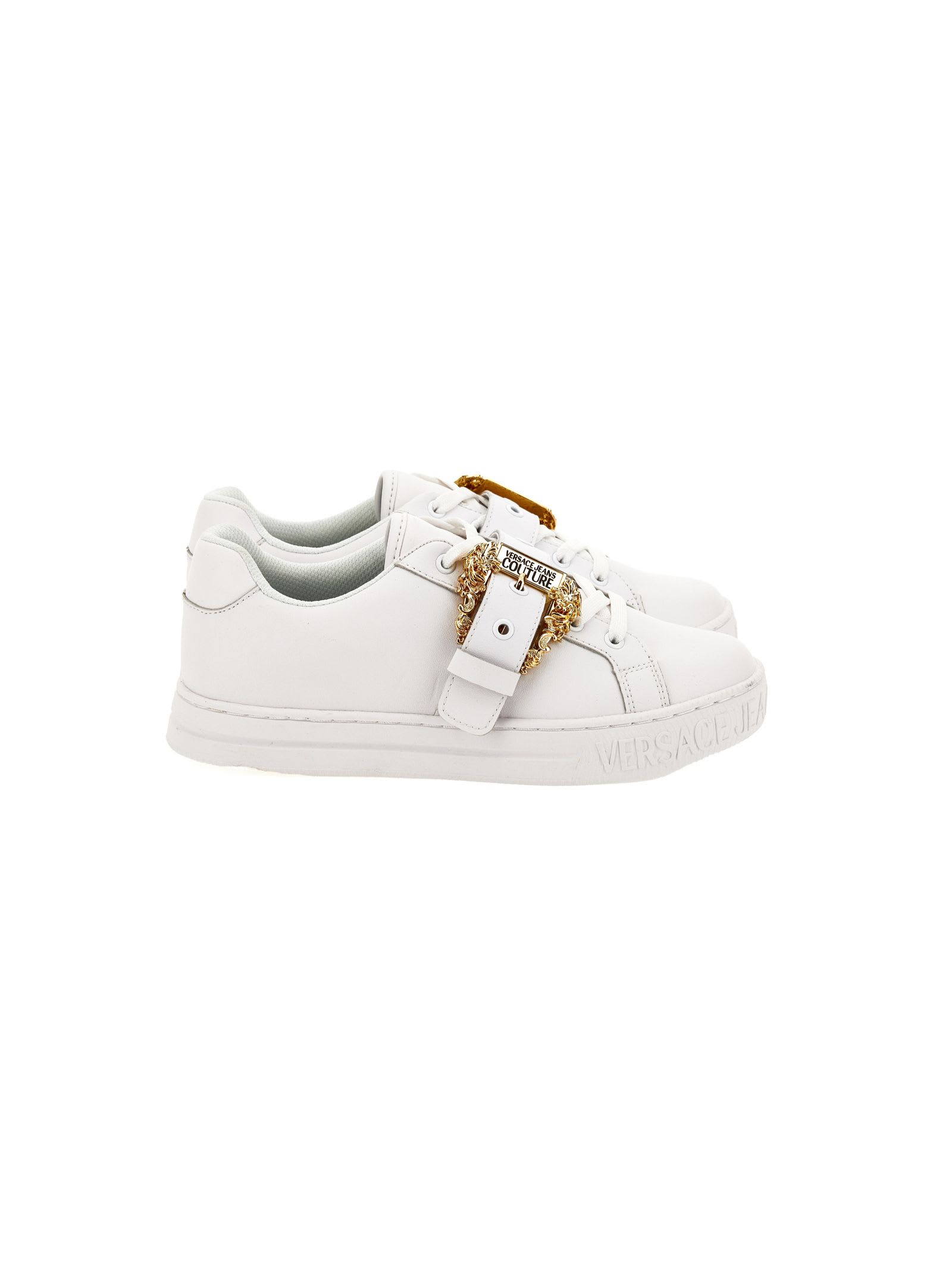 Versace Jeans Couture Jeans Couture Leather Logo Sneakers In White