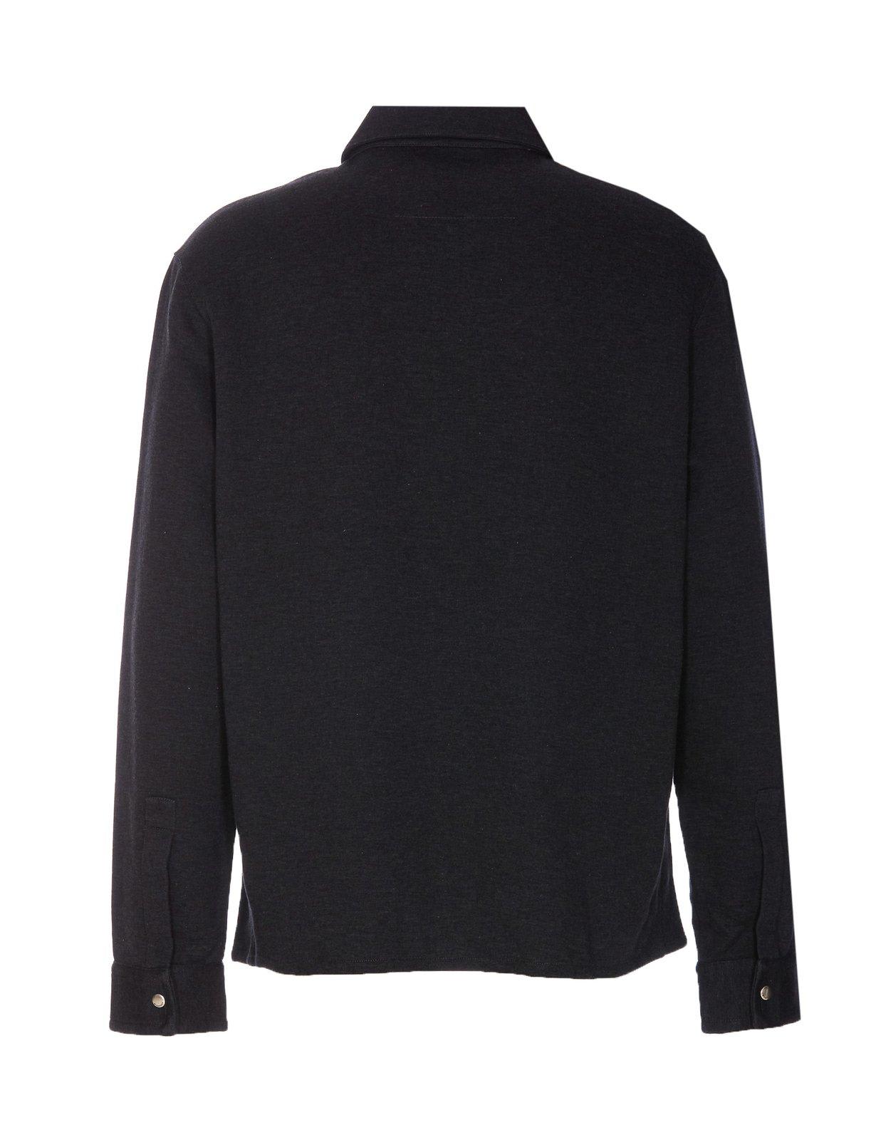 Shop Givenchy Zip-up Long-sleeved Shirt In Grey