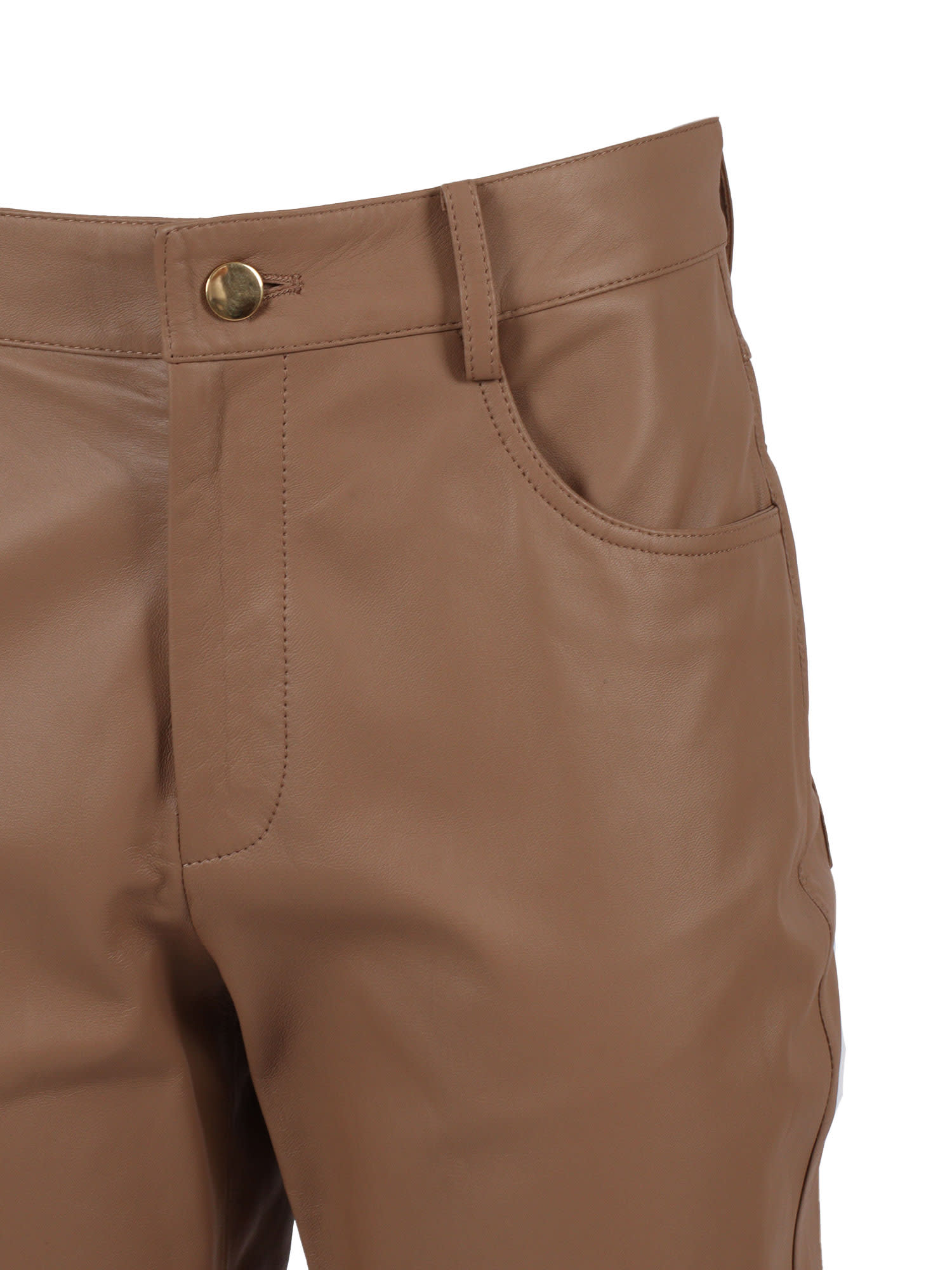 Fabiana Filippi Soft Lambskin Bootcut Trousers In Brown