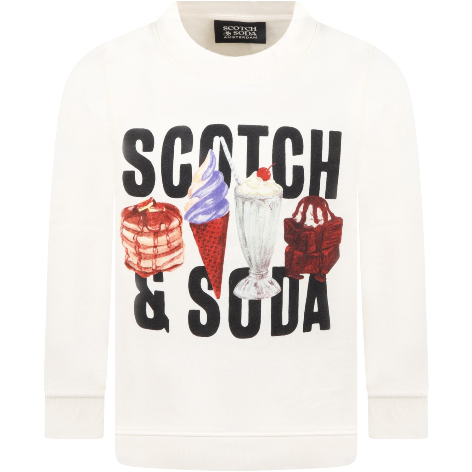 Scotch & Soda Ivory Sweatshirt For Boy With Sweets