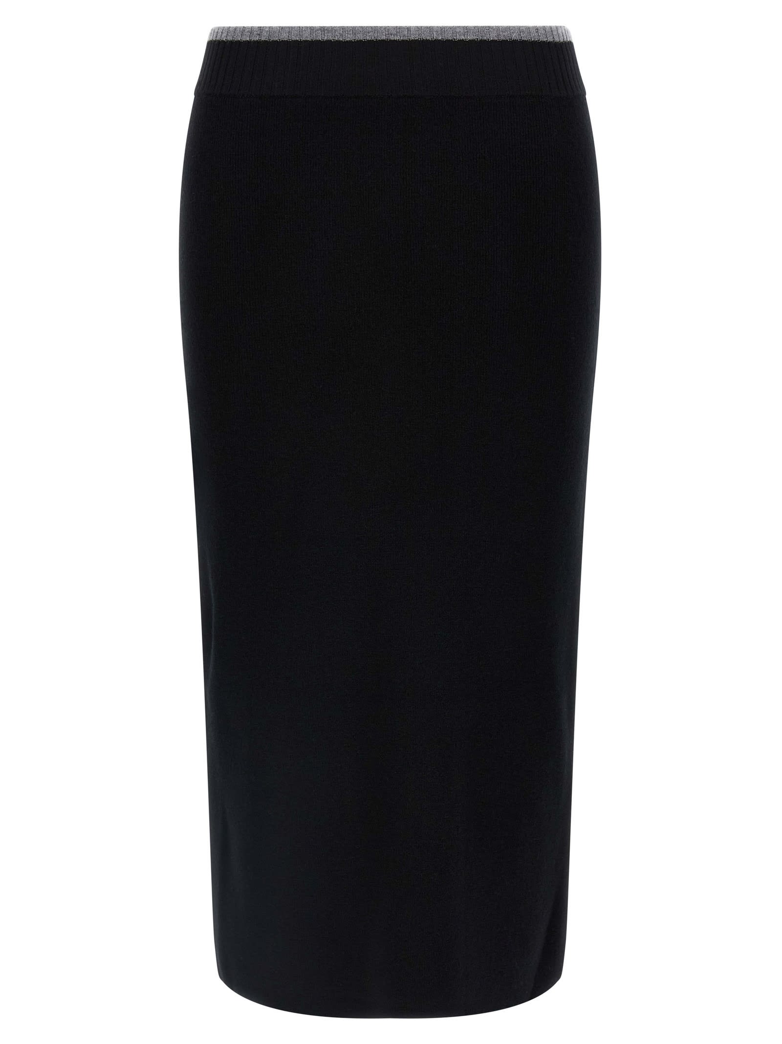 Pinko Nuova Guinea Ribbed Knit Skirt In Black