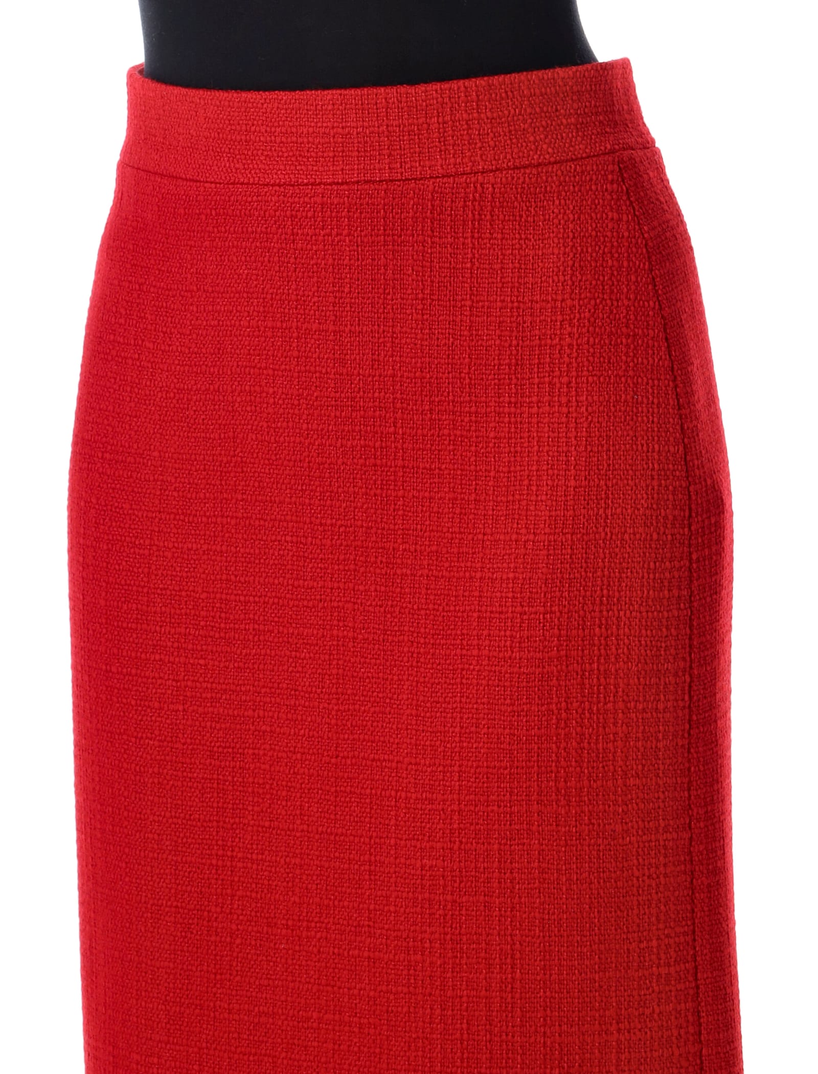 Valentino High-rise Wool-blend Tweed Pencil Skirt In Red