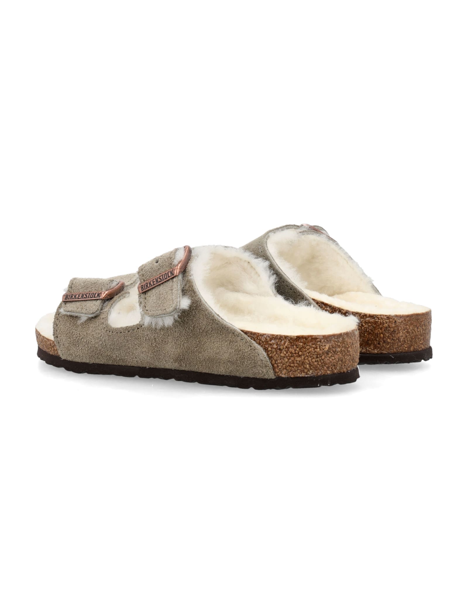 Shop Birkenstock Kid - Arizona Shearling Sandal In Taupe