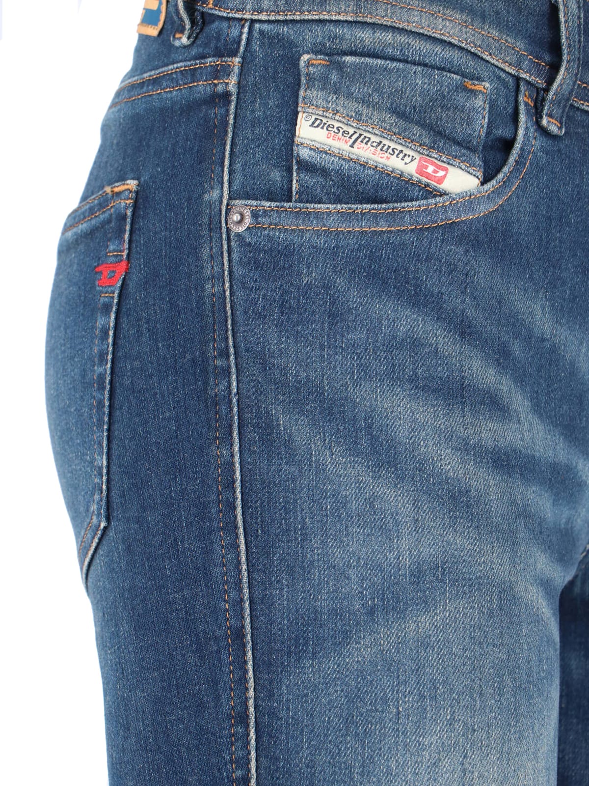 Diesel Straight Trousers With Belt Loops And Faded Effect In Blue