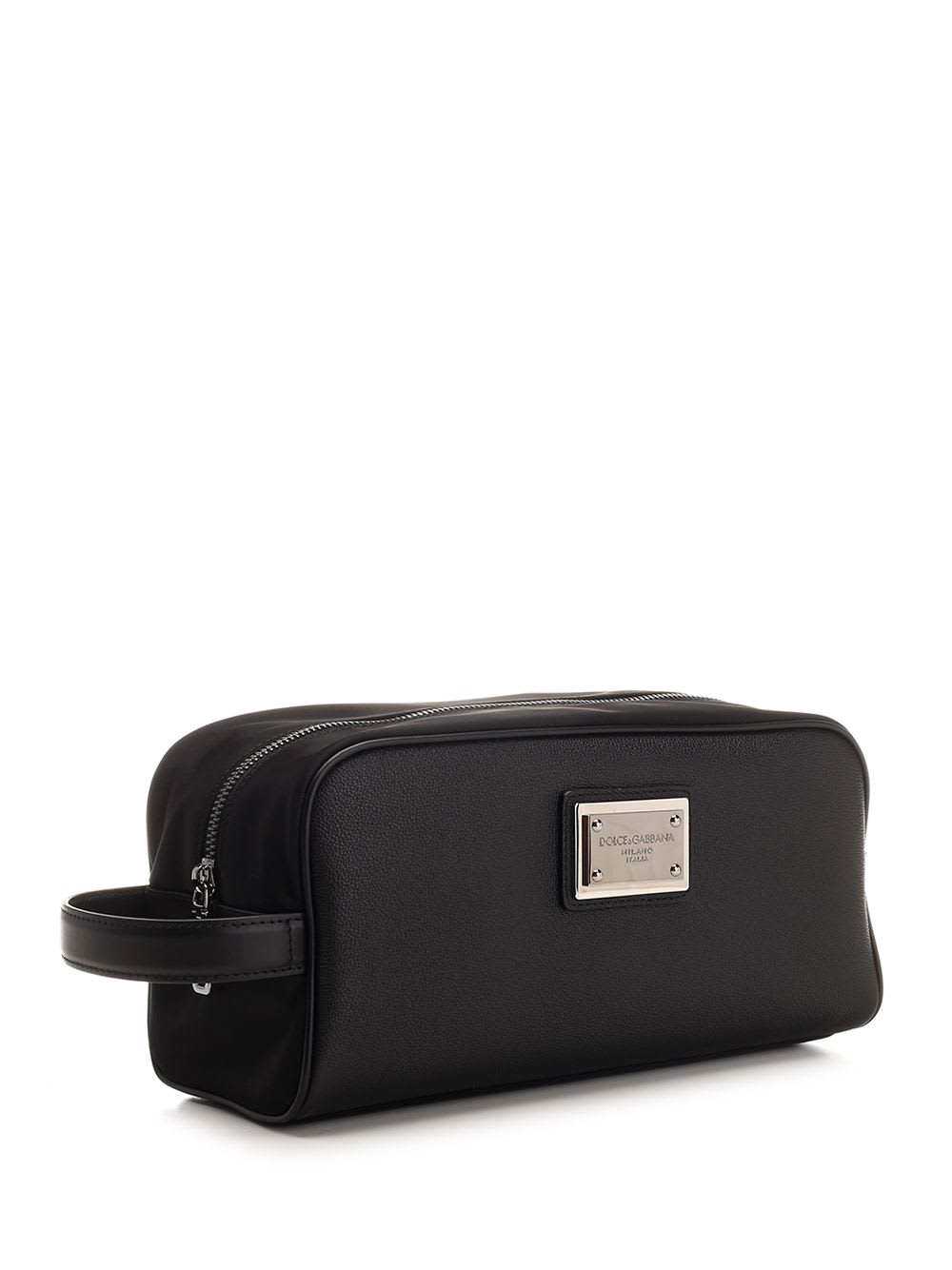 Shop Dolce & Gabbana Leather And Nylon Beauty Case In Black