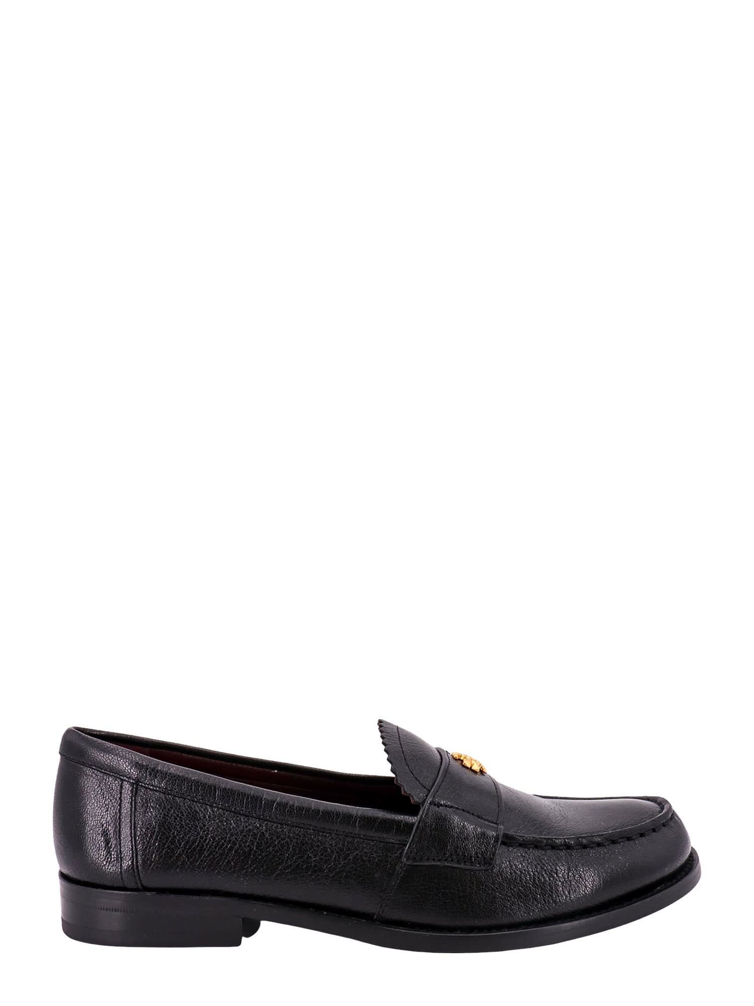 Tory Burch 'eleonor' Black Slip-on Loafers With Double T In Black