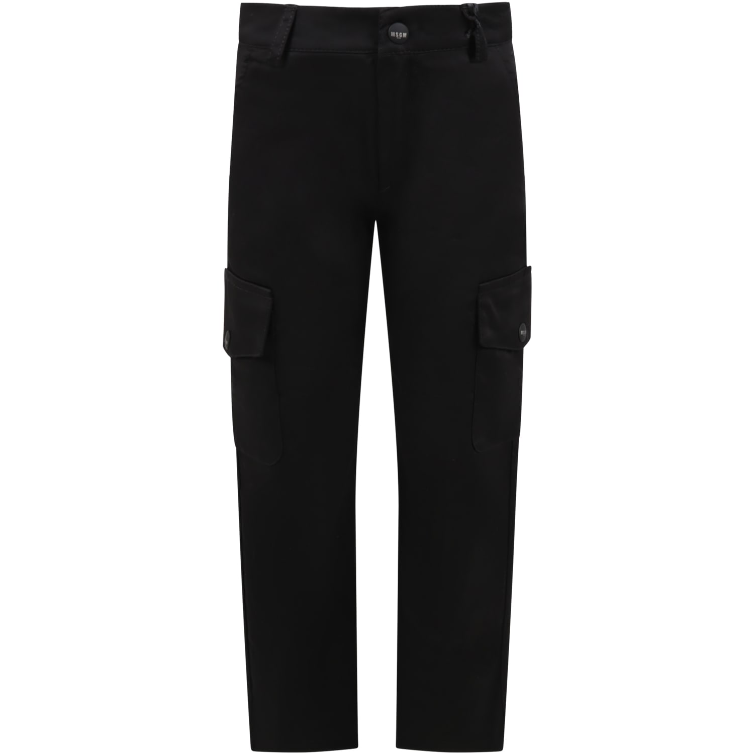 Msgm Kids' Black Trousers For Boy With Logo
