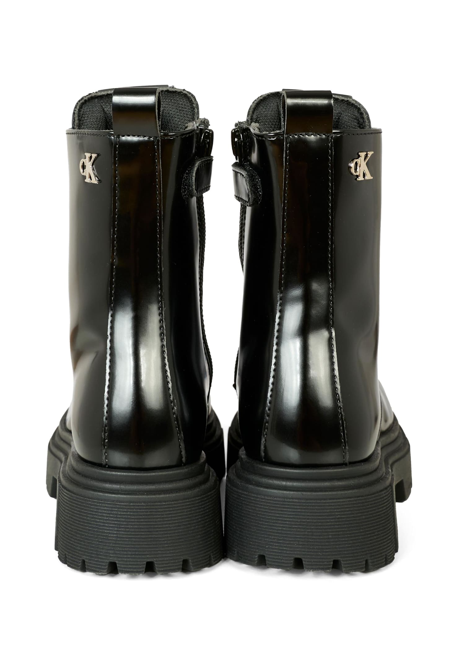 Calvin Klein Black Boots For Kids With Logo In Multi